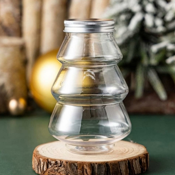No brand Holiday Six Plastic Christmas Tree Jars W Aluminum Lids